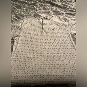 Rhoback Mens Performance Polo The Snowbird White Green Pink Extra Large XL